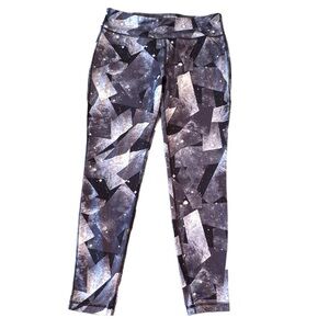 Danskin Now Galaxy Size M (8-10) Dri More Active Sport Leggings Black Gray